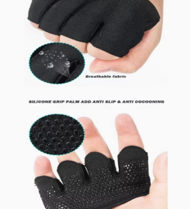 Four Finger Gym Gloves Gray Neoprene Sweat Resistant For Men Fitness Training - Product Image 6