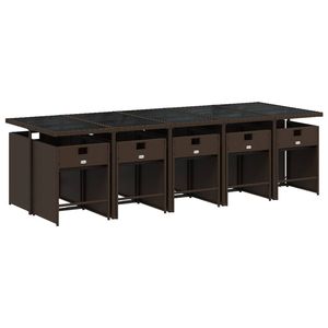 Set da Pranzo da Giardino per 10 Persone in Rattan Marrone, Arredamento da Esterno Contemporaneo Resistente alle Intemperie - Product Image 5