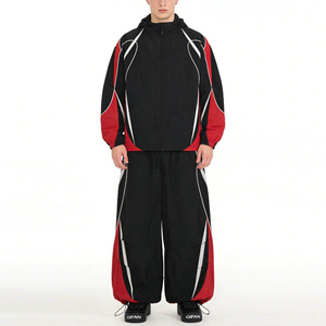 Custom Men Running Outdoor Sportswear Breathable Plus Size Lightweight Reflective Zip-Up Racing Nylon Windbreaker Tracksuit Set - Product Image 5