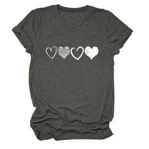 T-shirt tendance à manches courtes et col rond pour femme, motif cœur ajouré, quatre modèles différents – Grande Vente - Product Image 4