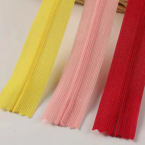 Fermeture éclair en nylon à extrémité fermée, bord en maille, fermeture éclair invisible, verrouillage automatique, couleur et longueur personnalisées - Product Image 4