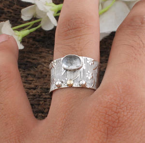 925 <b>Sterling</b> <b>Silver</b> Turquoise Classic Bezel <b>Set</b> Band <b>Ring</b> for Women Stackable Minimalist Party Jewelry Wholesale - Product Image 3