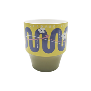 แก้วกาแฟเซรามิคลายคลื่นย้อนยุคพิมพ์ลายดอกไม้แบบขายส่งตามสั่ง - Product Image 3
