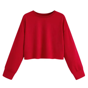 Wholesale Custom Design Stylish Long Sleeve Crew Neck Crop Top Knitted Women's <b>Sweatshirts</b> Custom Logo Colors <b>Leopard</b> <b>Print</b> - Product Image 3