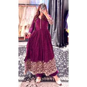 Vestido Anarkali de Fiesta Talla XL con Pantalón y Dupatta, Estilo Elegante - Product Image 1