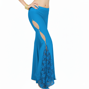 Conjunto Profesional de Disfraz de Danza del Vientre con Estampado Personalizado, Falda Adornada de Spandex/Nylon y Pantalones Acampanados para Escenario - En Stock - Product Image 3