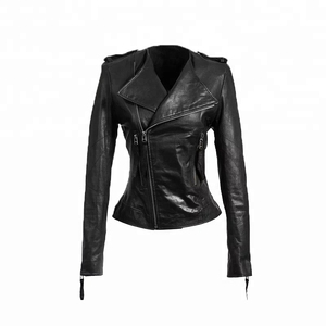 OEM <b>Winter</b> Fashion Vegan Leather Motorcycle Biker Jacket for Women - Product Image 2