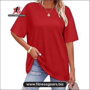 Women's O-Neck Short Sleeve T-Shirt Eco-Friendly 100% Polyester Solid Blue Knitted Casual Loose Fit Summer - Product Image 5