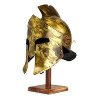 Armure en fer portable 300 King Leonidas pour casque, personnage de film et de télévision, finition polie en laiton plaqué antique