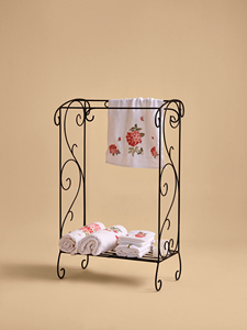 Vintage Black Iron Scroll Design Towel Rack Freestanding Holder Bathroom Organizer Decorative Classic Durable Structure - Product Image 6