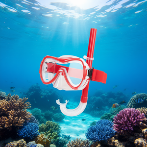 Set Maschera e Boccaglio Aqua Sport Rosso Regolabile per Adulti, Attrezzatura Subacquea Senza Lattice - Product Image 3