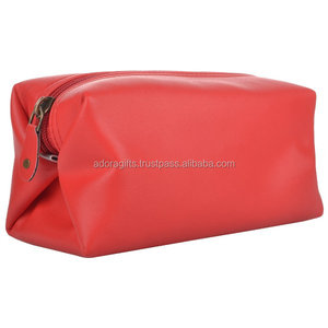 Sac cosmétique en cuir de haute qualité avec accessoires de maquillage à fermeture à glissière à la mode d'Inde - Product Image 3