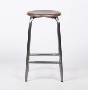Tabouret de bar en cuir à manivelle au design moderne, chaise industrielle réglable avec structure en fer pour bar, salon, cuisine, salle à manger - Product Image 5