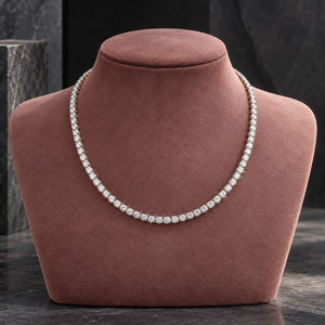 Collar de Diamantes Naturales de Corte Redondo Brillante para Mujer |   Cadena de Tenis de Oro de 9 Quilates de 16 Pulgadas, 0.10 Quilates, 3 mm, 13 Quilates, Joyería Fina para Comercio de Exportación - Product Image 1