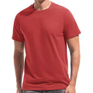 Camiseta de Hombre Roja de Manga Corta con Cuello Redondo, Color Sólido, Informal, Tejida, 100% Lana Merino, Ecológica y Transpirable - Product Image 1