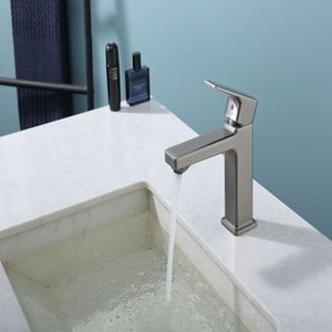 Rubinetto per lavabo monocomando grigio canna di fucile con 2 tubi da 2 9/16 pollici, rubinetto per lavanderia/lavabo (materiale ABS) - Product Image 4