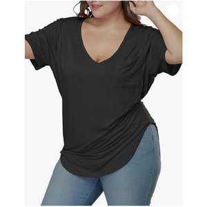 Camisetas casuales de cuello redondo para mujer, talla grande, manga corta, holgadas, de verano, de BD - Product Image 1