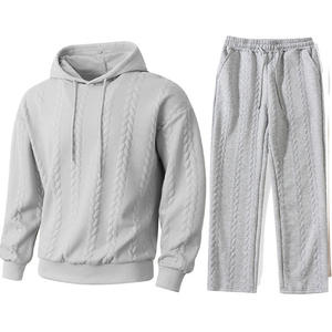 Conjunto de Sudadera con Capucha Acolchada y Pantalones Jogger para Hombre, Color Sólido, Grueso, Chándal Casual de Invierno, Venta al por Mayor, Forro Polar Pesado - Product Image 4