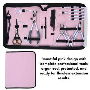 Kit d'outils premium pour extensions capillaires avec pince à bandes adhésives, coupe-keratine, ciseaux de barbier, peigne, aiguilles, pinces, boucle et crochet - Product Image 6