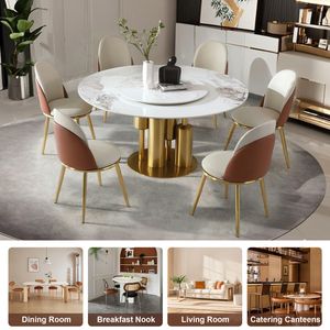 53 \ "moderno tavolo da pranzo in marmo con pigro Susan sinterizzato cucina/sala da pranzo Dinette Design salvaspazio per 6 sedie - Product Image 3