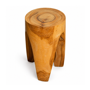 Tabouret trépied en racine de teck naturel rustique artisanal de luxe ARTERRA pour villa, hôtel et appartement - Product Image 6