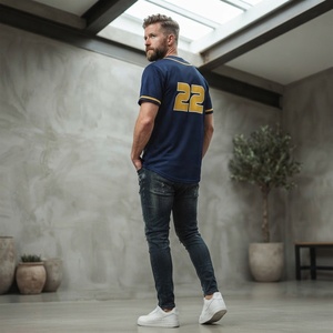 TESSUTO Maillot de baseball gris foncé et orange à manches raglan avec appliqué, boutonné, 100 % polyester, panneau latéral, pour hommes, style universitaire américain - Product Image 3