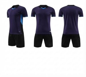 Uniforme de Fútbol Unisex Azul Marino Personalizado, Transpirable, de Malla de Spandex/Poliéster, Pantalones Cortos de Secado Rápido, Antibacterianos, Cuello Redondo - Product Image 1