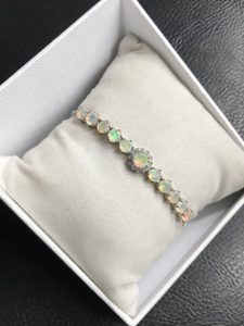 Hot Selling Round Shape Opal <b>Bracelet</b> In Prong Setting With 925 <b>Solid</b> Sterling <b>Silver</b> Tennis <b>Bracelet</b> Simple Fine <b>Bracelet</b> - Product Image 2