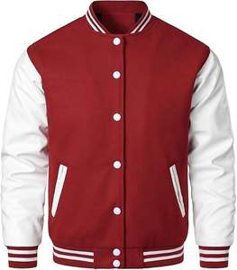Chaqueta Varsity Personalizada para Hombre, Chaqueta Letterman de Mezcla de Lana con Mangas de Cuero Genuino, Marca Privada OEM ODM, Ropa de Calle - Product Image 1