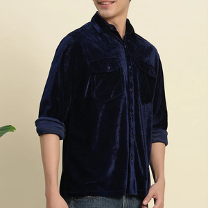 เสื้อเชิ้ตกำมะหยี่แขนยาวแฟชั่นลำลองสไตล์หรูหราสำหรับผู้ชาย ผู้ผลิตจากโรงงานโดยตรง เสื้อผ้าสตรีทแวร์ผู้ชาย เสื้อเชิ้ตกำมะหยี่สีพื้น - Product Image 3