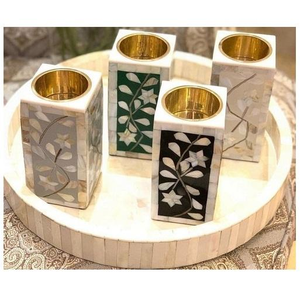 Best Quality Bone Inlay Candle Holder Modern Design Bone Inlay Candle Pillar Handicraft Customized Size - Product Image 3