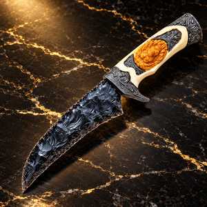 Cuchillo de Obsidiana Negra de 10 Pulgadas con Mango de Resina con Cara de León, Hecho a Mano, Decoración Gótica para Coleccionistas - Product Image 6