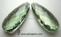 Pierre précieuse naturelle semi-précieuse améthyste (quartz) vert clair, taille briolette, forme poire amande pour la fabrication de bijoux GEMFORTE INC