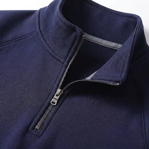 Nouveau style Sweat-shirt à demi-zip vierge personnalisable avec logo pour homme, en coton épais 100%, col montant, streetwear, pull à manches longues - Product Image 5
