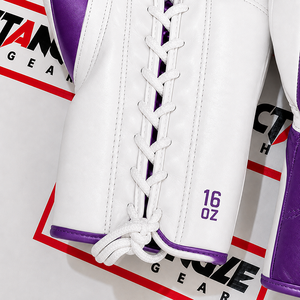 Gants de boxe rectangulaires en cuir premium, à lacets, pour entraînement et sparring, équipement de boxe professionnel avec protection solide des poignets. - Product Image 3