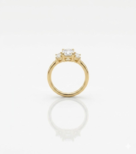 14K Solid Gold Dainty Lab Created Diamond Baguette Cut Engagement Ring Minimalist Art Deco <b>Three</b> Stone Rings Jewelry for Women - Product Image 4