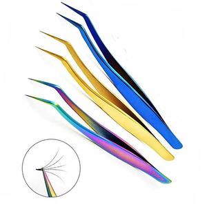 6 Pièces Pinces à cils anti-magnétiques dorées pour extensions de cils volume et sourcils - Product Image 1