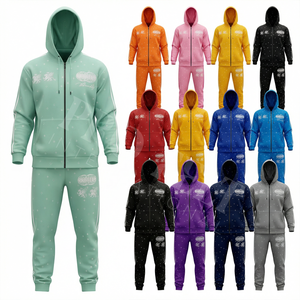 Fabricant de vêtements sur mesure, ensembles deux pièces, sweat-shirt imprimé vintage lavé respirant, pantalon à rayures, survêtements pour hommes - Product Image 1