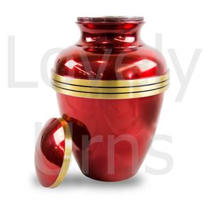 Urna Funeraria Grande de Metal con Banda Roja para Cenizas Humanas, Urna Conmemorativa para Adultos, Proveedor de Fábrica OEM ODM - Product Image 3