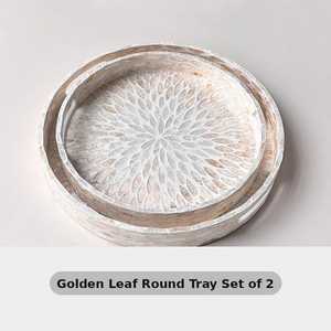 Handmade Mother of Pearl <b>Tray</b>, Shell Inlay Decorative Serving <b>Tray</b>, <b>Round</b> Coffee <b>Table</b> <b>Tray</b>, Luxury Housewarming Gift - Product Image 6
