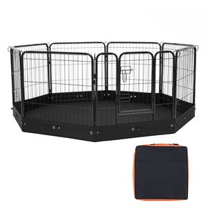 Parc pour chien en métal extensible à 8 panneaux, 24 x 24 pouces, pliable, avec porte et sac de rangement - Product Image 1