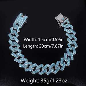 Collier chaîne en argent S925 pour homme avec moissanite, plaqué rhodium, style hip-hop, maillons géométriques cubains, pour usage quotidien - Product Image 3