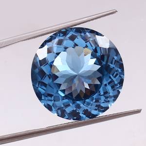 Pierre précieuse naturelle certifiée de qualité supérieure, bleu ciel aigue-marine, taille ronde, pour la fabrication de bijoux - Product Image 4