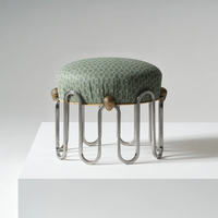 Tabouret en tissu avec structure en métal de qualité supérieure, siège rembourré doux, repose-pieds ottoman pour la maison, le bureau, la chambre à coucher