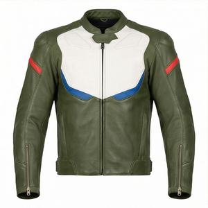 แจ็คเก็ตหนังแท้สำหรับขี่มอเตอร์ไซค์คุณภาพดีที่สุดสำหรับผู้ชาย รุ่นใหม่ล่าสุดสำหรับฤดูหนาว พร้อมแผ่นป้องกันที่ถอดออกได้ สามารถสั่งทำได้ - Product Image 1