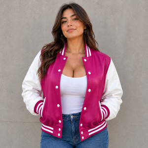<b>Women's</b> Leather sleeves <b>Varsity</b> <b>Jacket</b> , <b>Women</b>’s <b>Varsity</b> Leather <b>Jacket</b> , <b>Women</b>’s Letterman <b>Jacket</b> , Leather <b>Jacket</b> woman - Product Image 1
