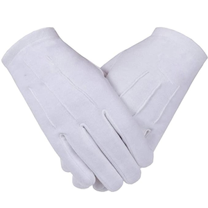 Gants maçonniques en coton blanc, longueur poignet, avec logo triangle violet et jaune brodé, style uni, usage décontracté, toutes saisons - Product Image 2