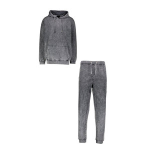 Custom High Quality Cotton Solid Hooded Tracksuits Flared Sweatpants and Hoodie <b>Set</b> Streetwear Acid Wash - Product Image 3