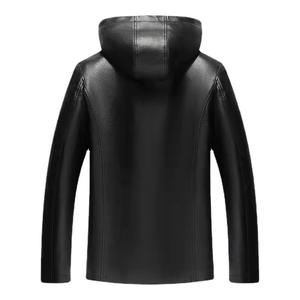 Chaqueta de Cuero con Capucha para Hombre, Chaqueta de Cuero Casual de Material PU para Hombre, Chaquetas de Cuero para Hombre con Forro de Terciopelo - Product Image 5