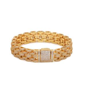 Round Brilliant Moissanite Link <b>Bracelet</b> 925 Sterling <b>Silver</b> GRA Certified Gold Plated Unisex Hip Hop Party Fine Jewelry - Product Image 3